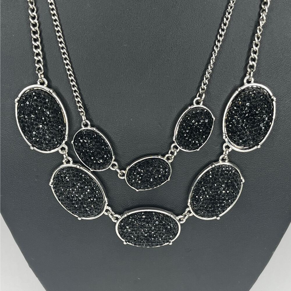 Black & Silver Two Layer Statement Necklace - image 2